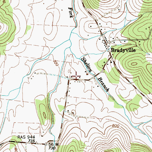 Topographic Map of Bradyville Volunteer Fire Department, TN