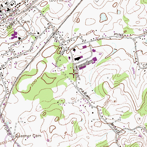 Topographic Map of Pinecrest Volunteer Fire Department Station 1, TN
