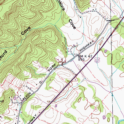 Topographic Map of Nine Mile Volunteer Fire Department, TN