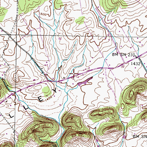 Topographic Map of Carters Valley Volunteer Fire Department Station 2, TN