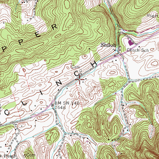 Topographic Map of Clinch Valley Volunteer Fire Department Station 2, TN