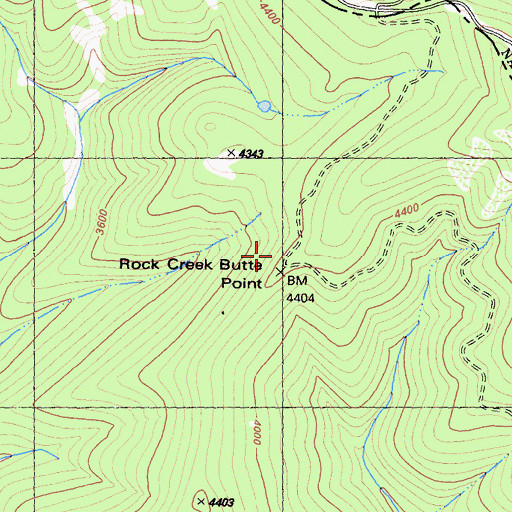 Topographic Map of Rock Creek Butte Point, CA