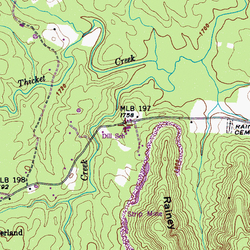 Topographic Map of Brockdell Volunteer Fire Department, TN