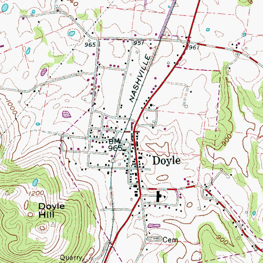 Topographic Map of District 1 Doyle Fire and Rescue, TN