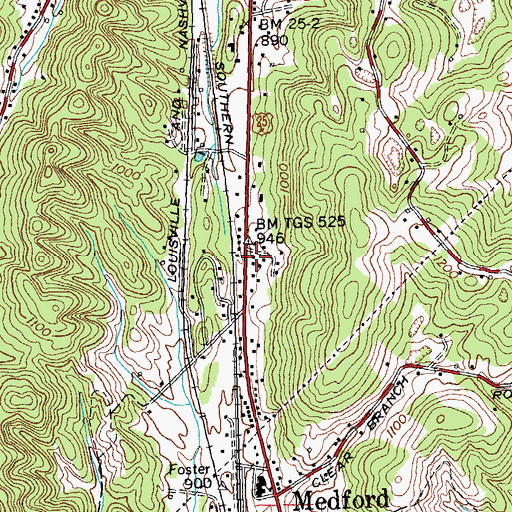 Topographic Map of Medford Volunteer Fire Department, TN