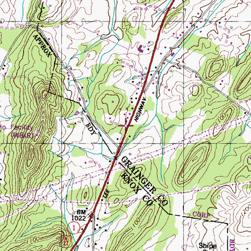 Topographic Map of Blaine Volunteer Fire Department, TN