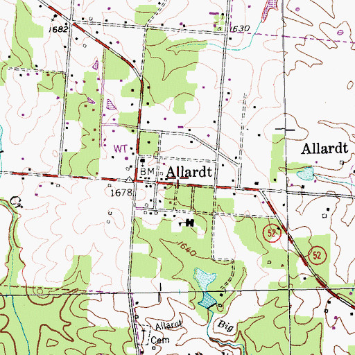 Topographic Map of Allardt Fire Department, TN