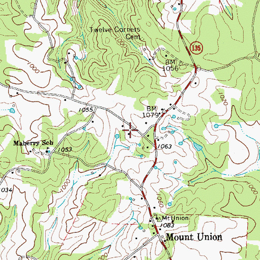 Topographic Map of Dodson Branch Volunteer Fire Department Station 1, TN