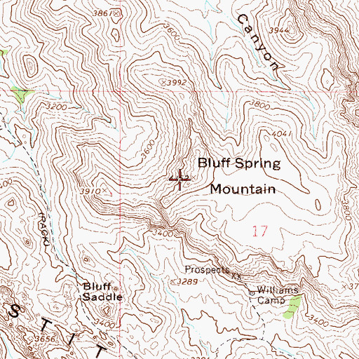 Topographic Map of Bluff Spring Mountain, AZ