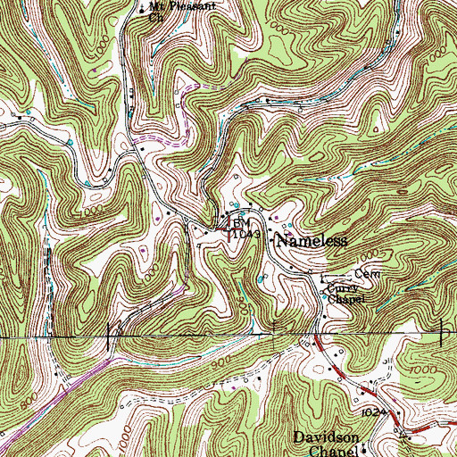 Topographic Map of Nameless Volunteer Fire Department, TN