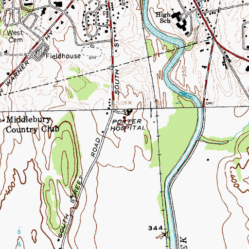 Topographic Map of Helen Porter Healthcare and Rehabilitation Center, VT