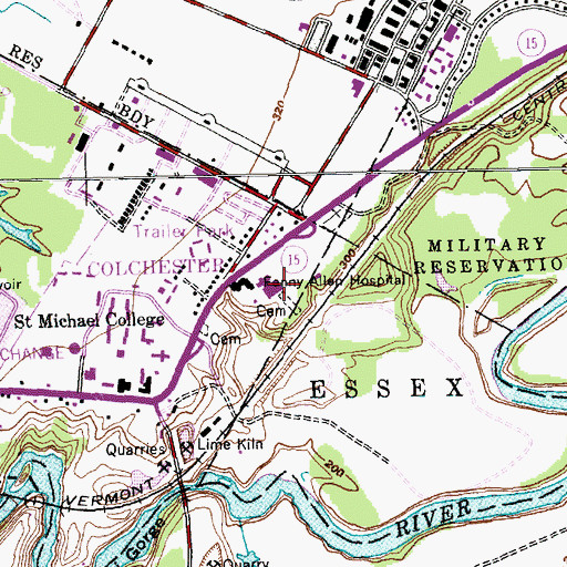 Topographic Map of Fanny Allen Rehabilitation Center, VT