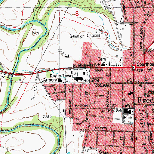 Topographic Map of Madison Medical Center, MO
