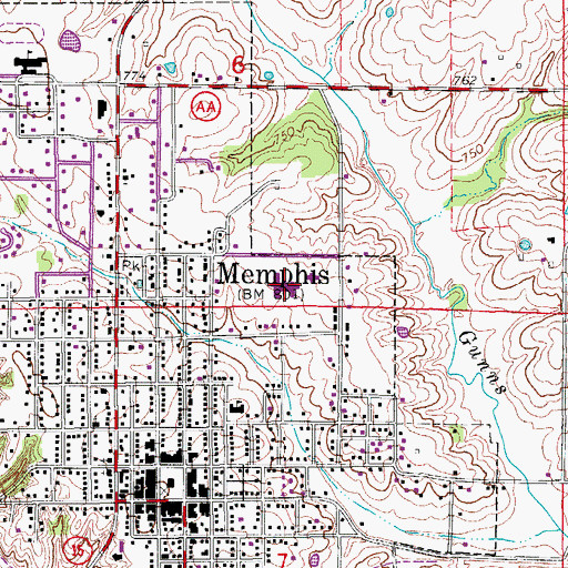 Topographic Map of Scotland County Hospital, MO
