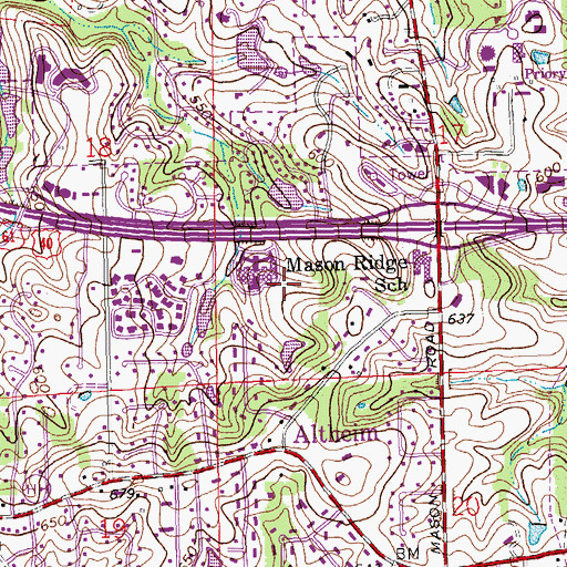Topographic Map of Dubuis Hospital of Saint Louis, MO