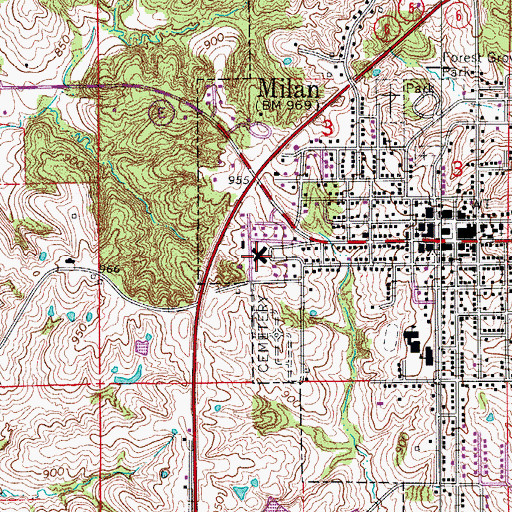 Topographic Map of Sullivan County Memorial Hospital, MO