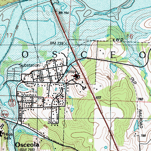 Topographic Map of Sac - Osage Hospital, MO