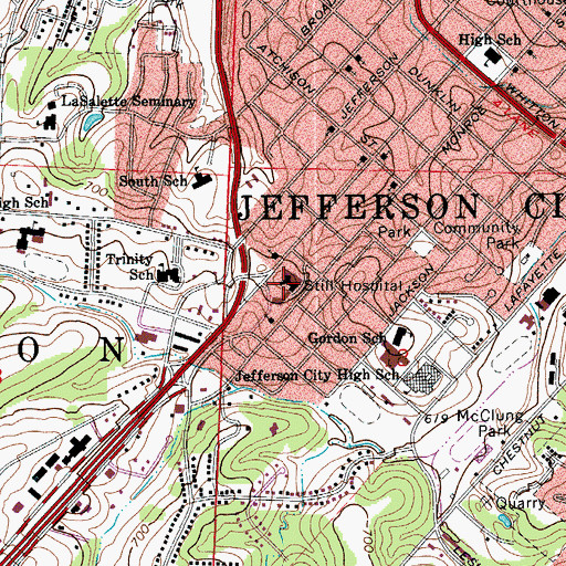 Topographic Map of Capital Region Medical Center, MO