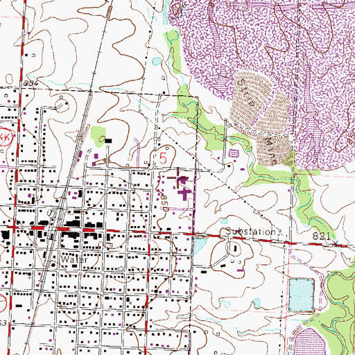 Topographic Map of Ellett Memorial Hospital, MO