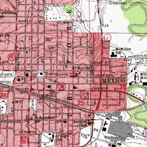 Topographic Map of SSM Health Saint Mary's Hospital - Audrain, MO