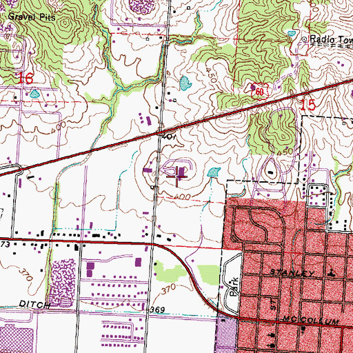 Topographic Map of Southeast Health Medical Center Stoddard County, MO