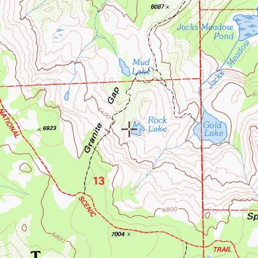 Topographic Map of Rock Lake, CA