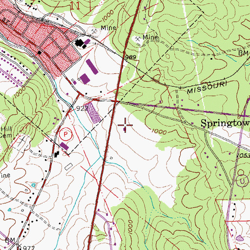 Topographic Map of Washington County Memorial Hospital, MO
