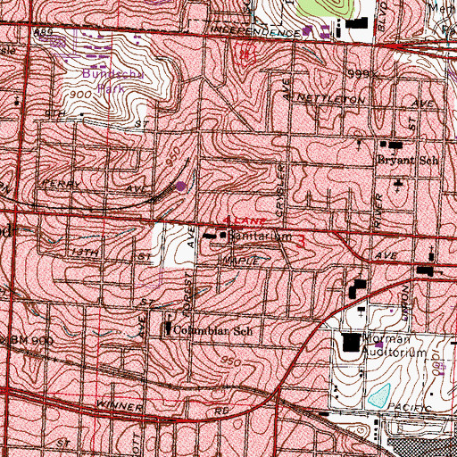 Topographic Map of Independence Regional Health Center, MO