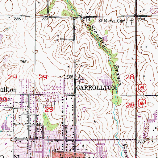 Topographic Map of Carroll County Memorial Hospital, MO