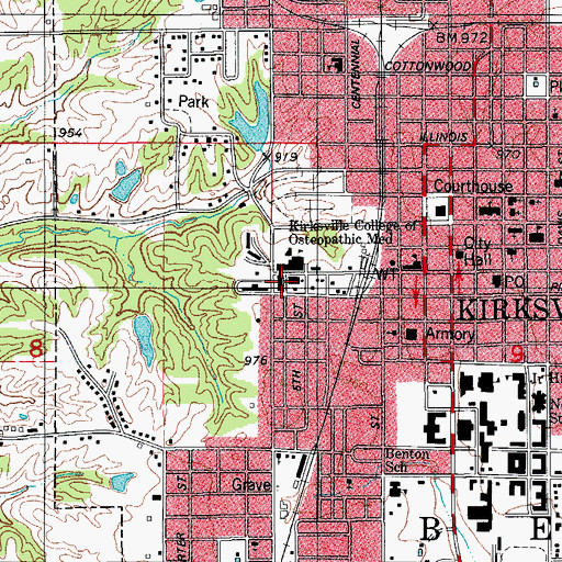 Topographic Map of Northeast Regional Medical Center, MO