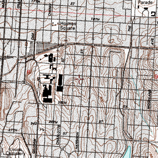 Topographic Map of Truman Medical Center - Behavioral Health Center, MO