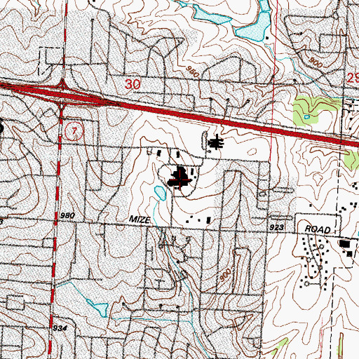 Topographic Map of Saint Mary's Medical Center, MO