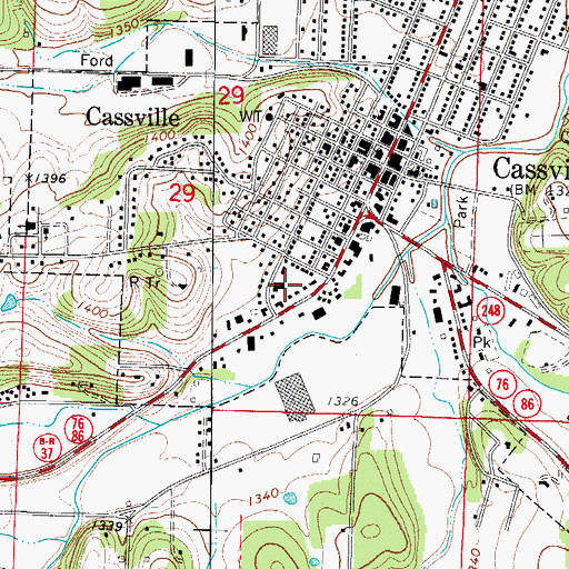 Topographic Map of Mercy Hospital Cassville, MO