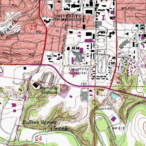 Topographic Map of Harry S Truman Memorial Veterans Hospital, MO