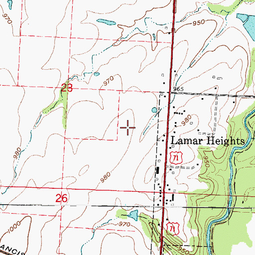 Topographic Map of Barton County Memorial Hospital, MO