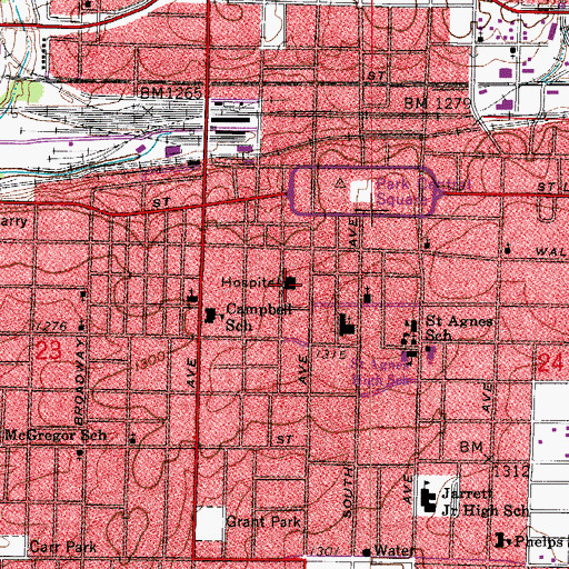 Topographic Map of Lakeland Behavioral Health System, MO