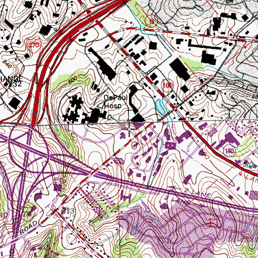 Topographic Map of All Saints Special Care Hospital, MO