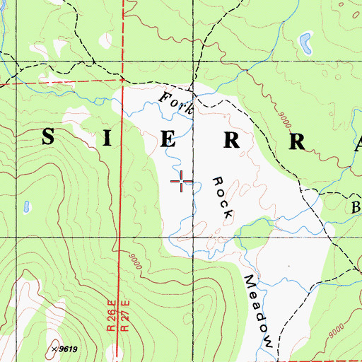 Topographic Map of Rock Meadow, CA