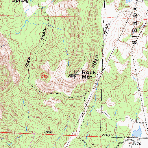 Topographic Map of Rock Mountain, CA