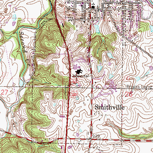 Topographic Map of Saint Luke's North Hospital - Smithville, MO