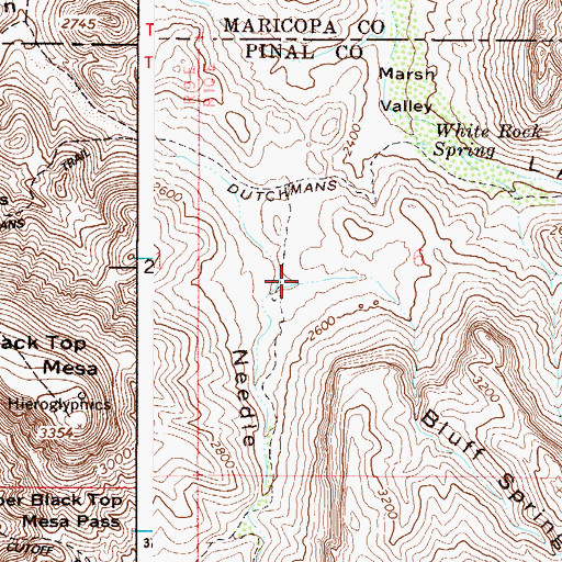 Topographic Map of Bluff Spring Mountain Canyon, AZ