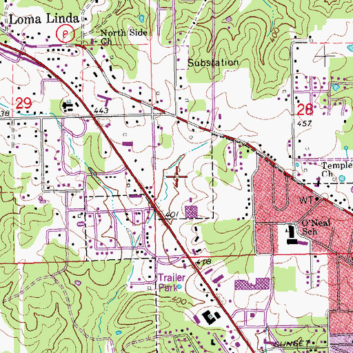 Topographic Map of Poplar Bluff Regional Medical Center - Westwood, MO
