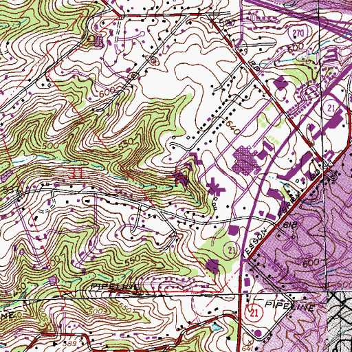 Topographic Map of Kindred Hospital - Saint Louis - Saint Anthony's, MO