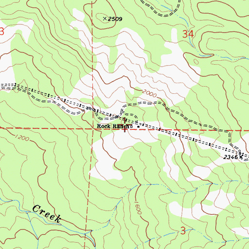 Topographic Map of Rock Ranch, CA