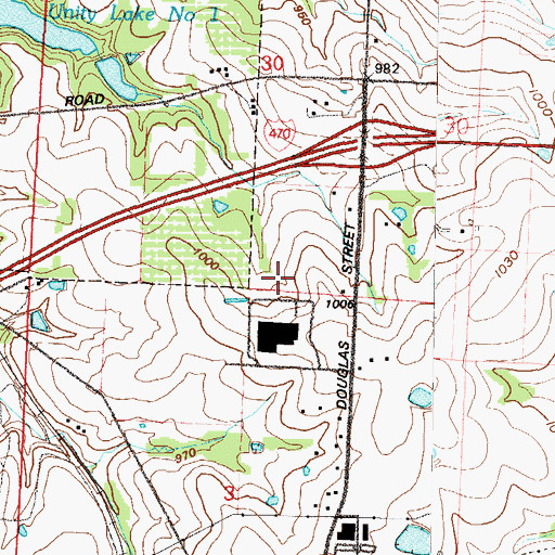 Topographic Map of Saint Luke's East Hospital, MO