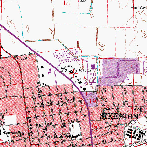 Topographic Map of Missouri Delta Medical Center, MO