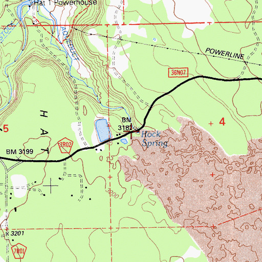 Topographic Map of Rock Spring, CA