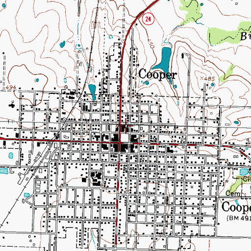 Topographic Map of Cooper Volunteer Fire Department, TX