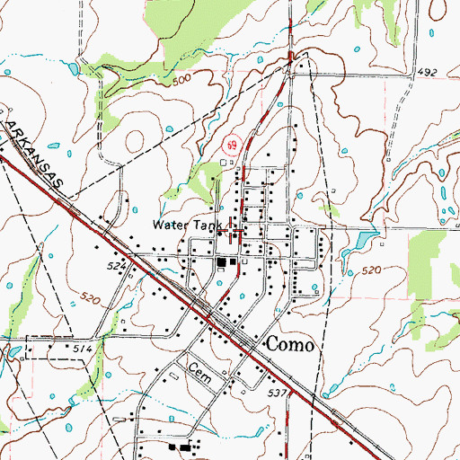Topographic Map of Como Volunteer Fire Department, TX