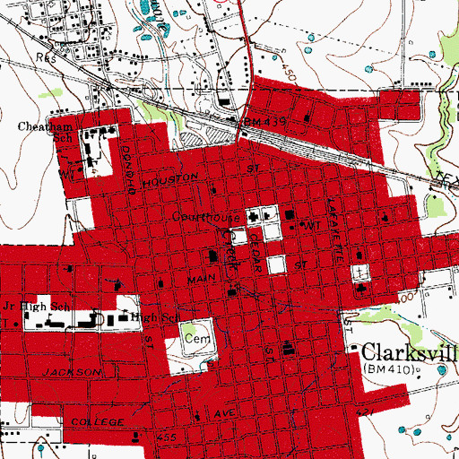 Topographic Map of Clarksville Fire and Rescue, TX